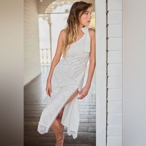 WAIMARI Manglar White Lace Maxi Dress S Resort Wear Bridal Shower Bachelorette